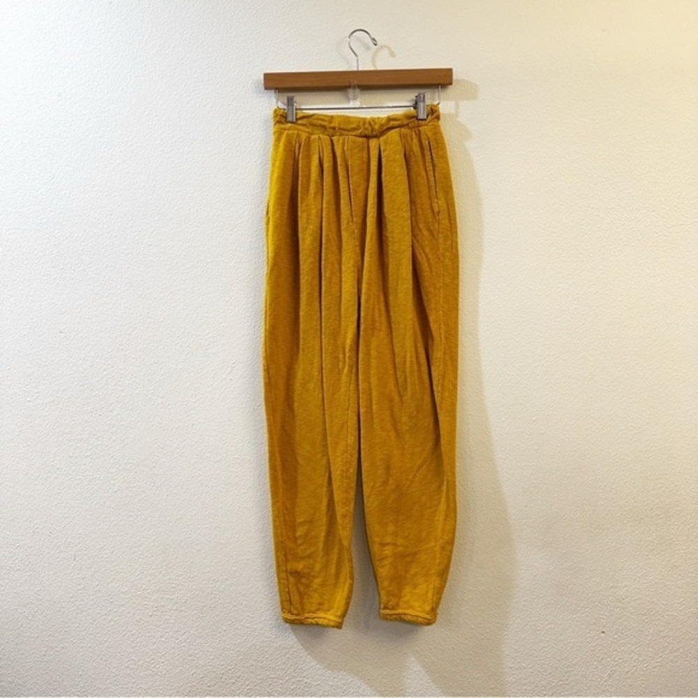 Free People Beach Culver City Pleated Slouchy Pants Size‎ XS Yellow Boho Casual - Picture 3 of 11